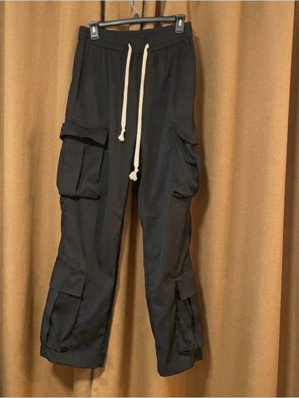 Men’s Shein Black Drawstring Utility Cargo Pants Size Medium NWOT
